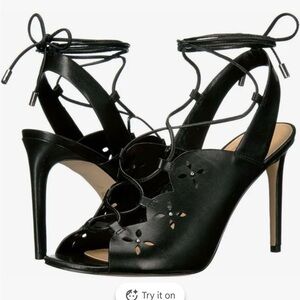 MICHAEL Michael Kors Thalia Leather Black Lace-Up Heels